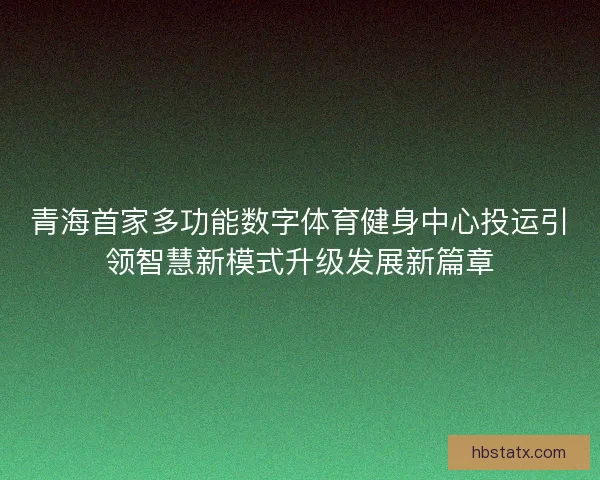 青海首家多功能数字体育健身中心投运引领智慧新模式升级发展新篇章